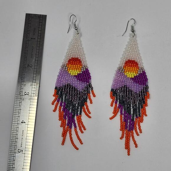 View Point Sunset Boho Beaded Earrings - Picture 3 of 4